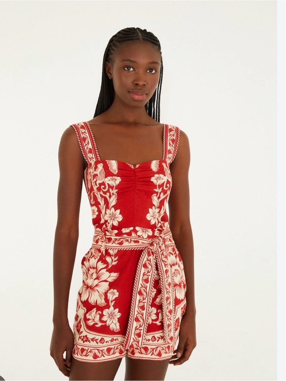 Farm Rio - Red Floral Print  Romper